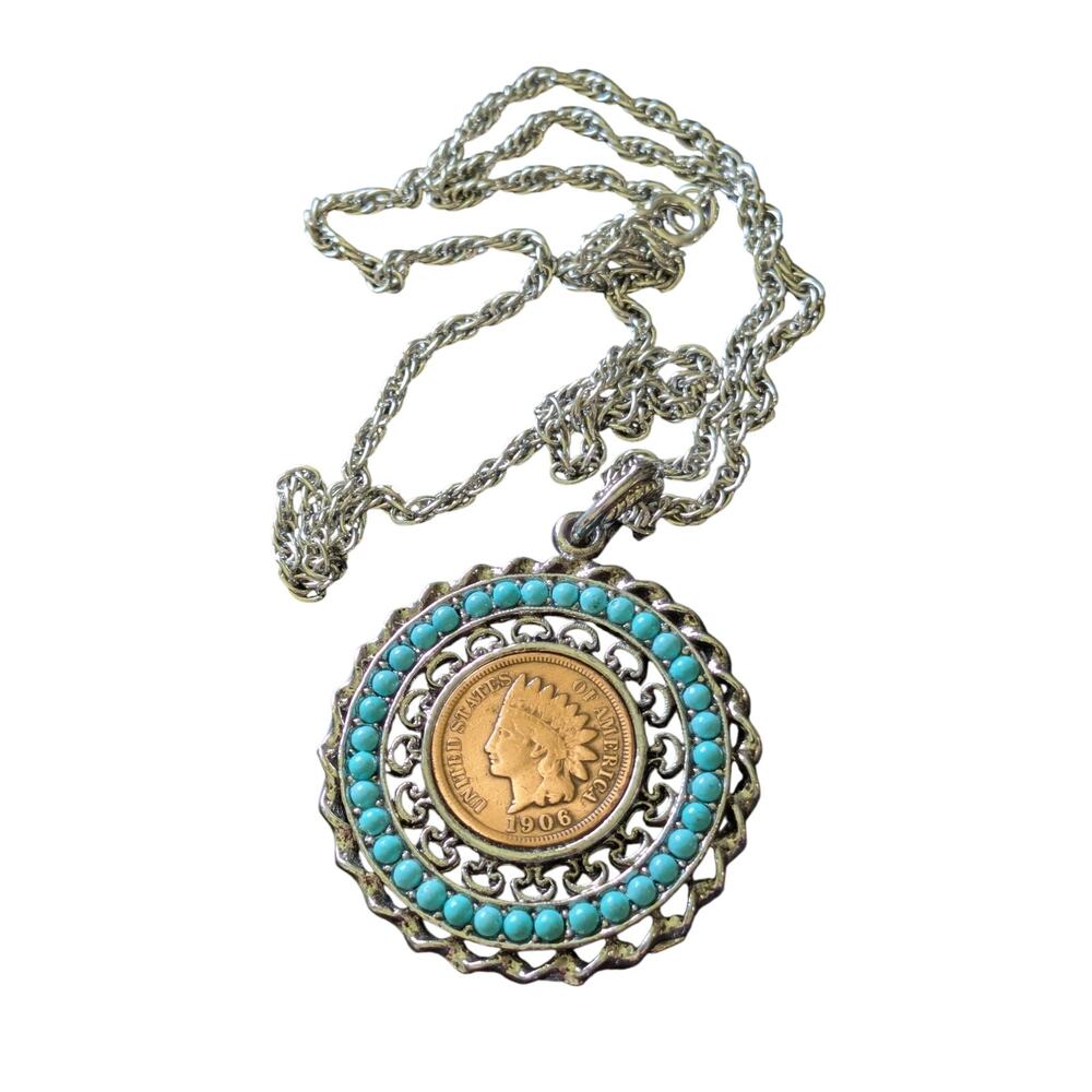 Genuine 1906 Regal Gems US Indian Coin Pendant Necklace - Picture 5 of 6